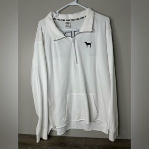 Victoria’s Secret Pink Limited Edition Large White 1/4 Zip Oversized Pullover